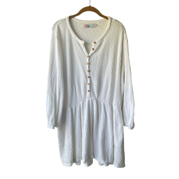 Free People Dresses & Skirts - Free People Blossom Button-Up T-Shirt Dress White Size Medium